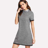 Short Sleeve Embroidered Dress
