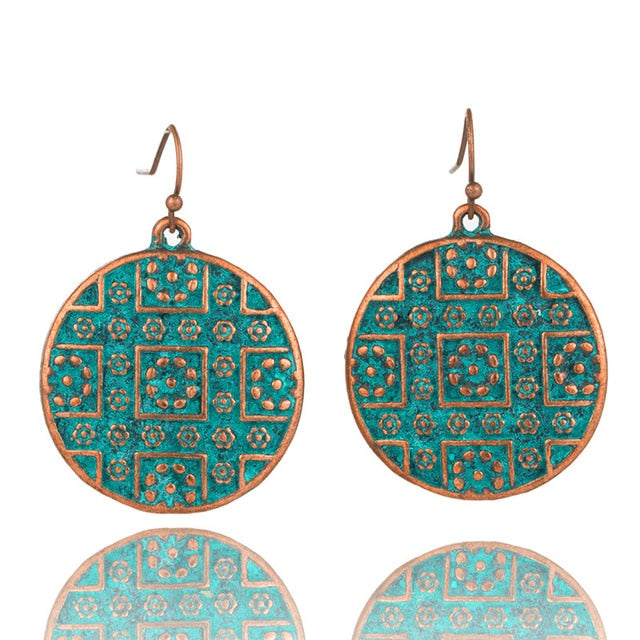 Brass Copper Round Dangle  Earrings