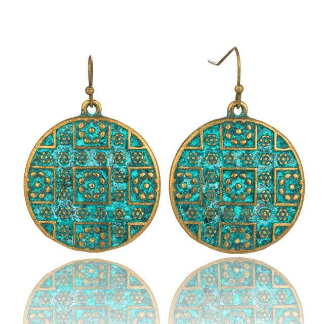 Brass Copper Round Dangle  Earrings