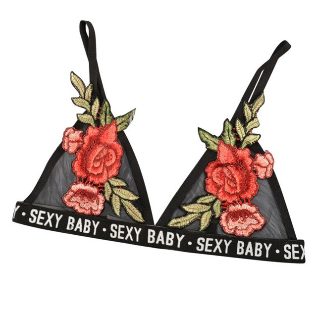 Embroidery Rose Print Crop Top