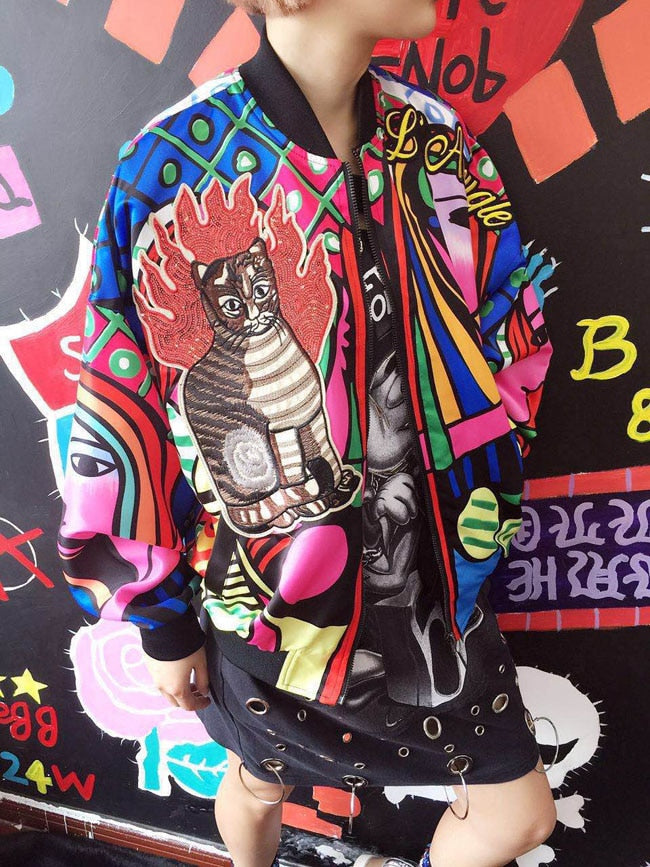 New Queen Embroidery Bomber Jacket