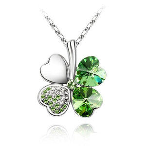 Austrian Crystal Four Leaf Clover Necklase