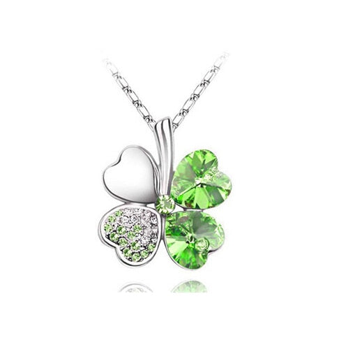 Austrian Crystal Four Leaf Clover Necklase
