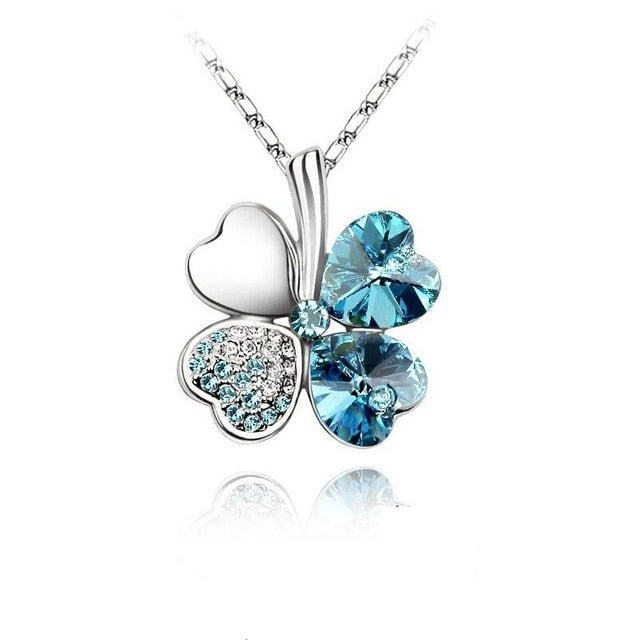 Austrian Crystal Four Leaf Clover Necklase