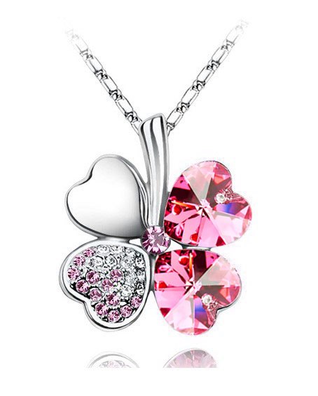 Austrian Crystal Four Leaf Clover Necklase