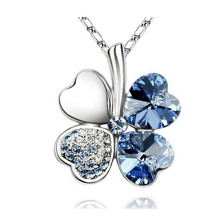 Austrian Crystal Four Leaf Clover Necklase