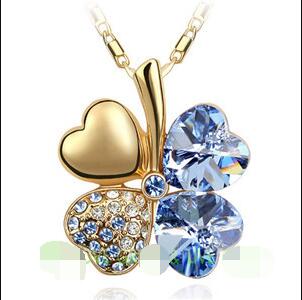Austrian Crystal Four Leaf Clover Necklase