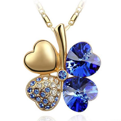 Austrian Crystal Four Leaf Clover Necklase
