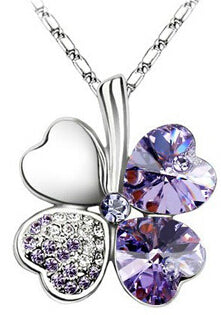 Austrian Crystal Four Leaf Clover Necklase